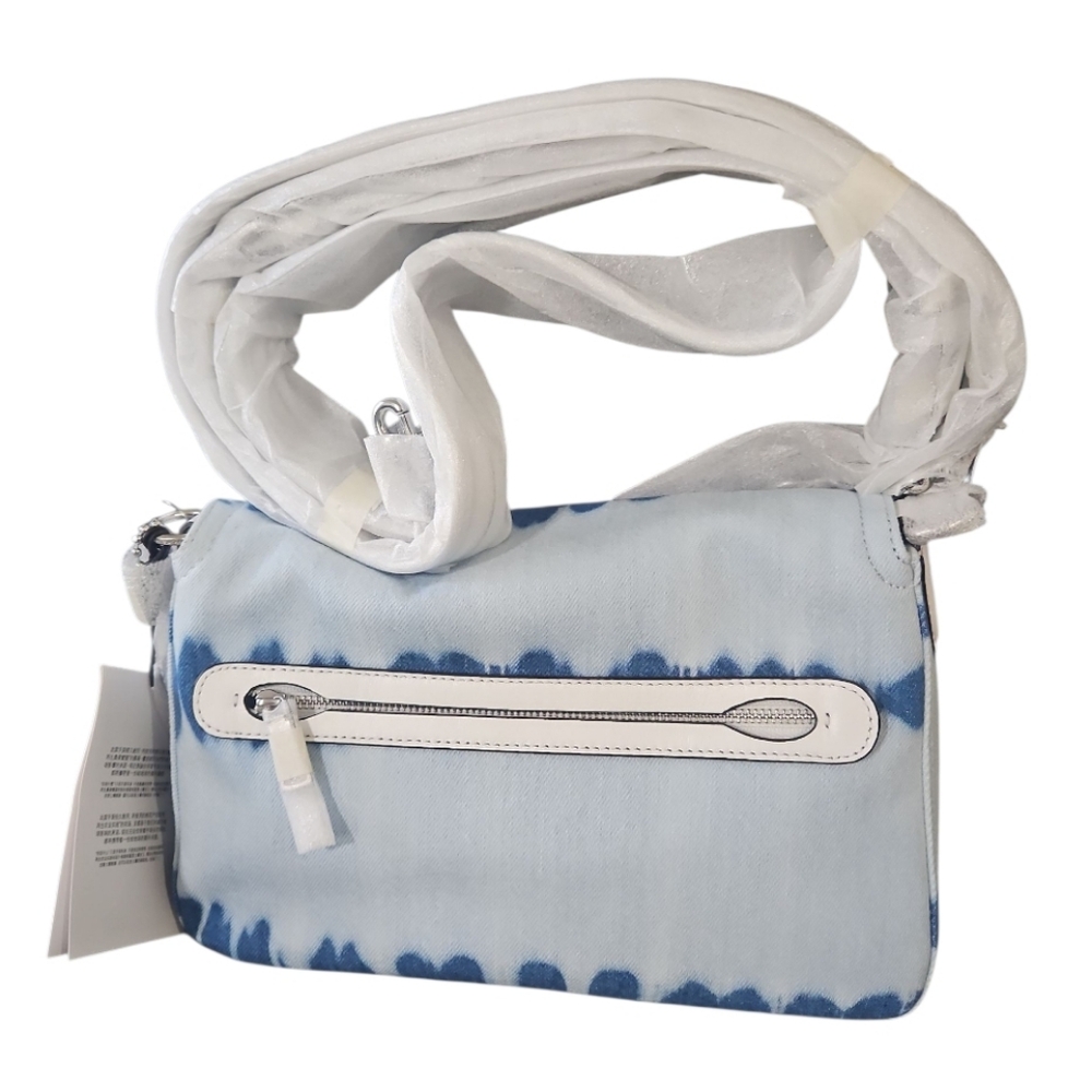 COACH Soft Tabby Shoulder Bag Denim Multi Tie-Dye Blue White NWT - Picture 10 of 11